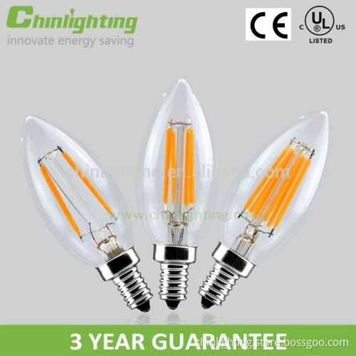 UL FCC CE RoHS ERP E12 5w C35 led light bulb flame tip LED filament bulb